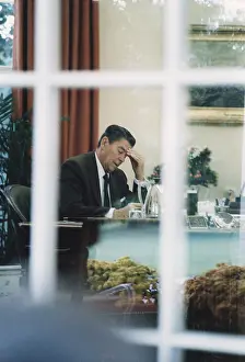 Drafting: President Reagan working in the Oval Office ?