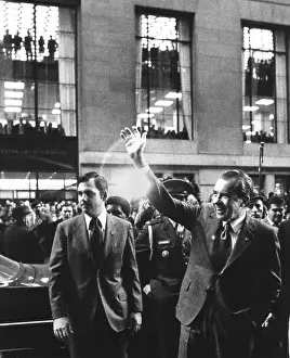 1359: President Richard Nixon waves to crowd on Broad