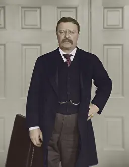 Bsic: President Theodore Roosevelt standing before the