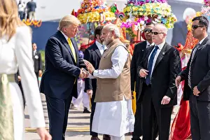 Ahmedabad: President Trump is greeted by Indian Prime