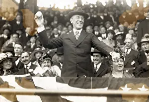 Pitching: President Woodrow Wilson throwing out the ?