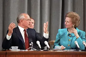 Journalists: Press conference of Mikhail Gorbachev and Margaret