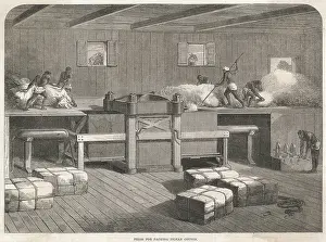 Compressing: Press for packing Indian cotton