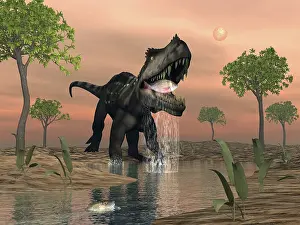 Lakeside: Prestosuchus dinosaur catches a fish out of water