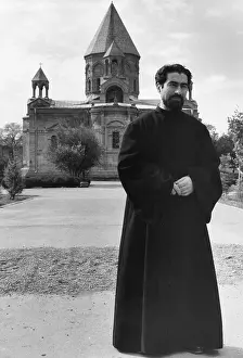 Etchmiadzin: Priest outside Etchmiadzin Cathedral, Armenia