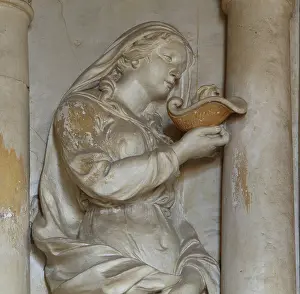 Rosso: Priestess in carved stucco from a frame by Rosso
