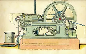 Priestman: Priestman oil engine, paper model