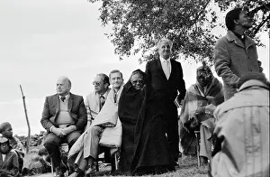 Ventersdorp: Priests, including Bishop Tutu, at night vigil in Mogopa