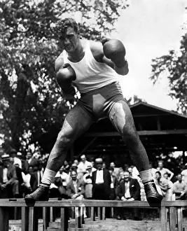 Carnera: Primo Carnera at his training camp in Pompton ?