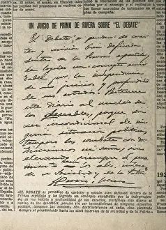 Dictatorial: PRIMO DE RIVERA, Miguel (1870-1930). Spanish