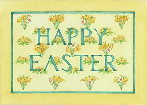 Primroses: Primroses and Daffodils with Happy Easter