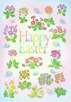Primulas: Primulas and speckled eggs