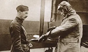 Cranwell: Prince Albert preparing for flight in a Handley-Page bomber