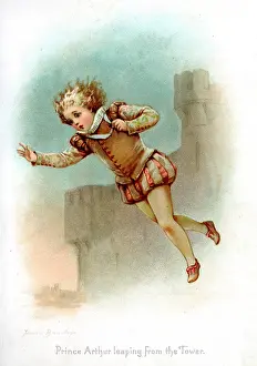 1200s: Prince Arthur leaping from the tower
