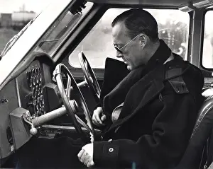 Hovercraft: Prince Bernhard of The Netherlands at the controls