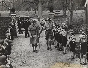 Dignitaries: Prince Bernhard visiting Dutch boy scouts and cubs