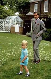Prince Charles and William in a garden