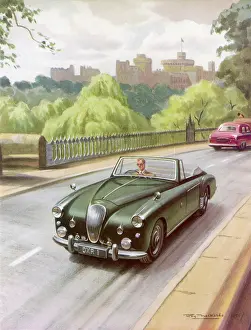 Lagonda: Prince Philip at the wheel, 1955
