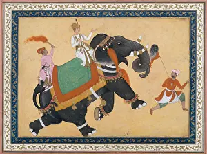 Lcgrfa1710: PRINCE RIDING AN ELEPHANT, by Khem Karan, 16th-17th