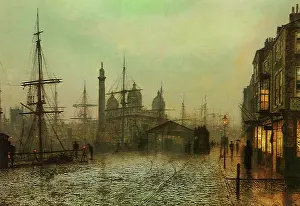 Gloomy: Prince's Dock, Hull, By Moonlight, by Atkinson Grimshaw