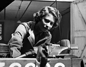 Princess Elizabeth as car mechanic
