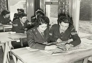 Auxiliary: Princess Elizabeth at map reading class, 1945