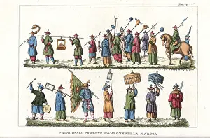 Ferrario: Principle members of a Chinese imperial procession