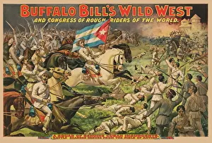 Bravery: Print of the battle between Buffalo Bill's congress