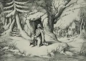 Contemplation: Print of General George Washington praying in