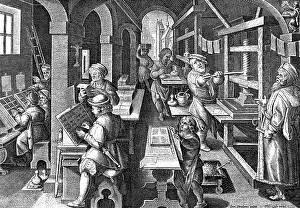 Enterprise: Printing office. On left compositors are at work