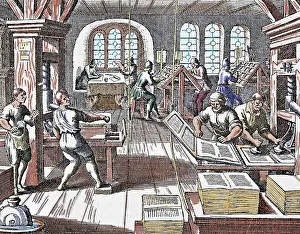 Printer: Printing press. 17th century
