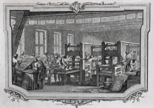 Editions: Printing works in 15th c.. Engraving of 1849