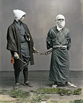 Chained: Prisoner and guard, Japan
