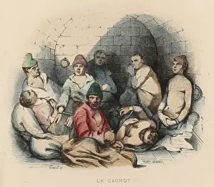 Cramped: Prisoners in a call