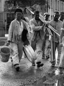 Buckets: Prisoners in the Dachau concentration camp, 1933