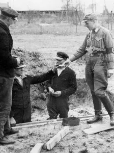 Offers: Prisoners and prison guards in Dachau concentration camp