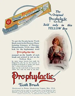 Toothbrush: Pro-phy-lac-tic Tooth Brush Advertisement
