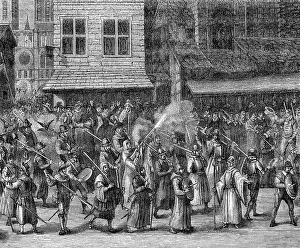 Catholics: Procession of the Catholic Ligue through the streets of Pa