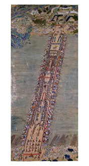 Joseon: Procession Crossing the Han River over a Pontoon