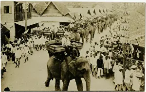 Howdahs: Procession of dignitaries riding on elephants - Singapore