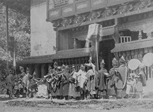 Lamas: Procession of lamas in front of the Phadong monastery