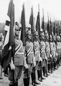 Deutschherrenwiese: Procession of the police in Nuremberg, 1937