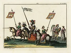Amor: Procession of riders on unicorn, goat and horse
