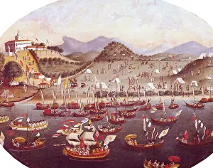 Coachs: Procession on the seaside in front of Lazarus