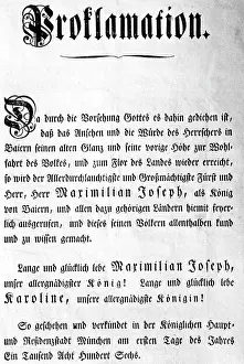 Announcement: Proclamation of the establishment of the Kingdom of Bavaria