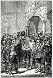 Announcement: Proclamation of war before the Royal Exchange, 1665
