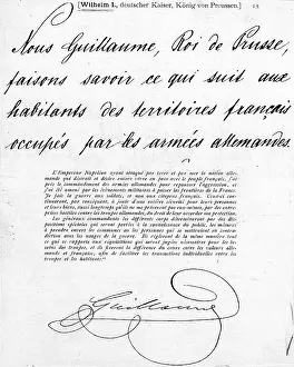 Guillaume: The proclamation of William I, 10.08.1870