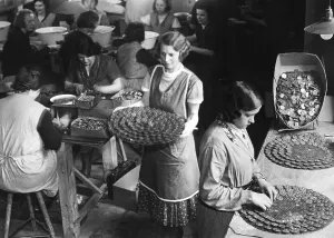 Craftswoman: Production of badges for Labor Day, 1934