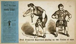Violins: Prof. Frederick Hap-e-man playing on two violins at once