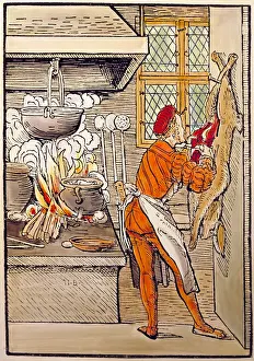 Grien: profession, cook, Der Koch nimmt einen Hasen